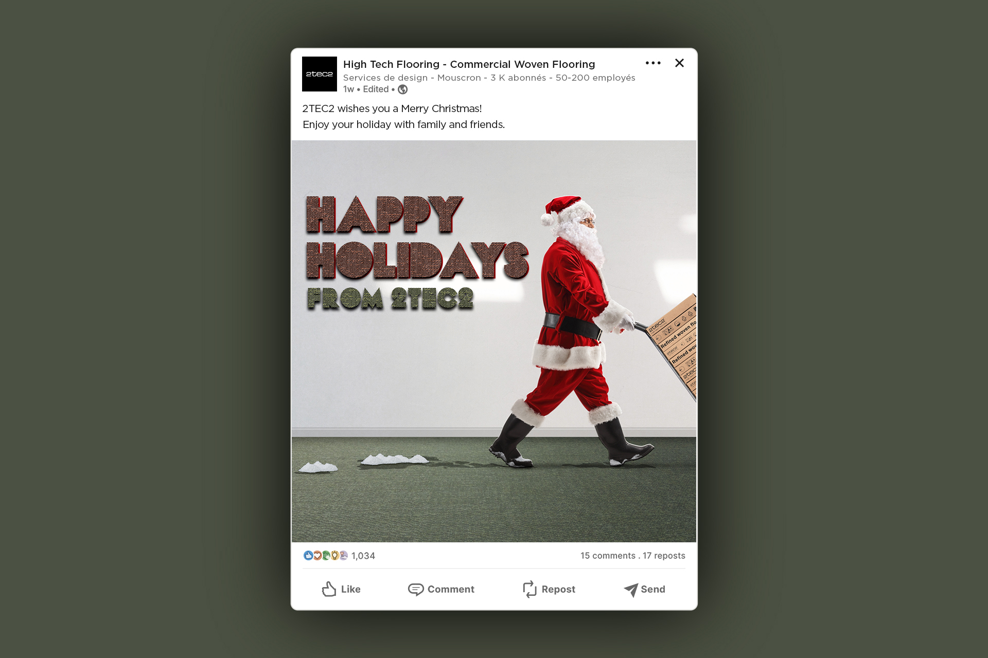 Visuel pour vacances de Noël pour la marque 2tec2