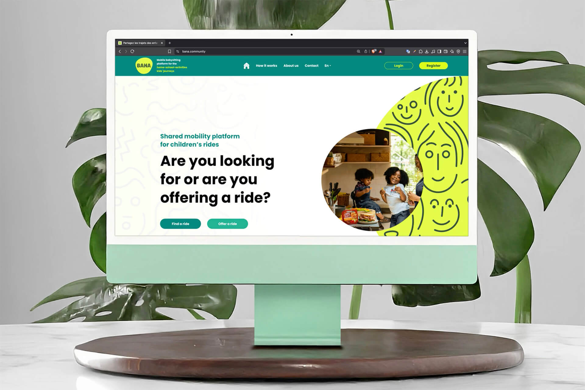 Page d’accueil du site web refondu pour la marque Bana